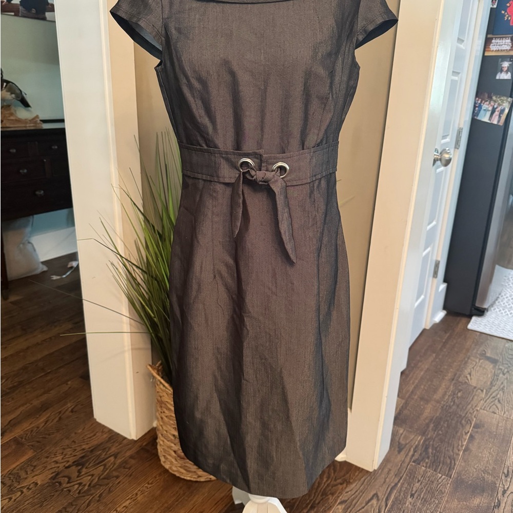 Karin Stevens Charcoal Cap Sleeve Midi Dress